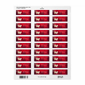 Red Gold Winter Pekingese Return Address Etiket (Full Sheet)