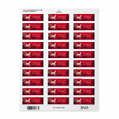Red Gold Winter Terrier Return Address Etiket (Full Sheet)