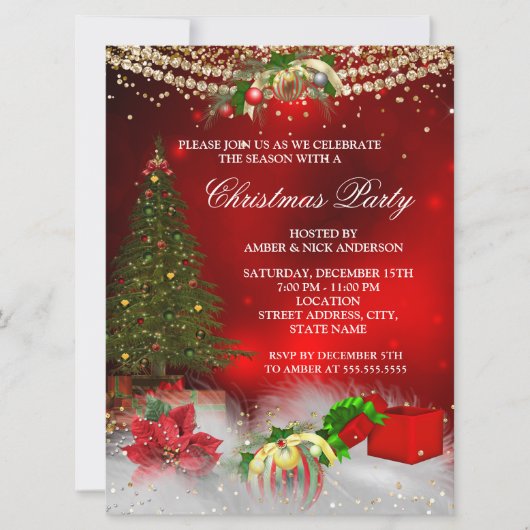 Red Gold Xmas - kerstfeest Kaart (Voorkant)