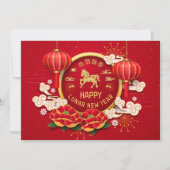 Red Gold Year of the Horse Chinese New Year 2026 Feestdagenkaart (Voorkant)