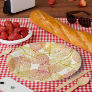 Red Gold Yellow Leaves Autumn Season Pattern Papieren Bordje