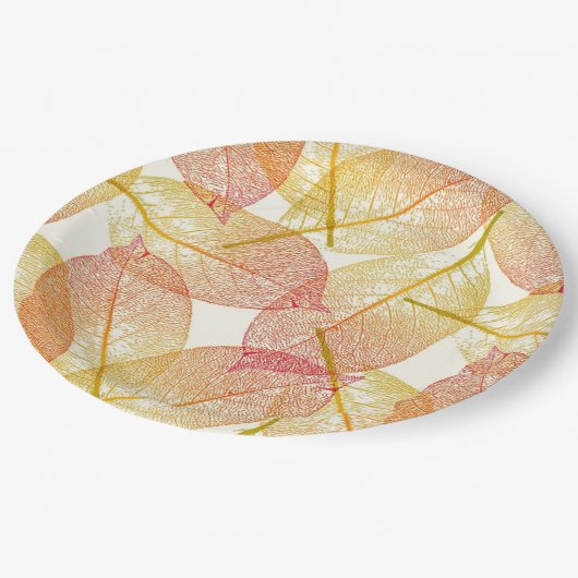 Red Gold Yellow Leaves Autumn Season Pattern Papieren Bordje (Gekanteld)