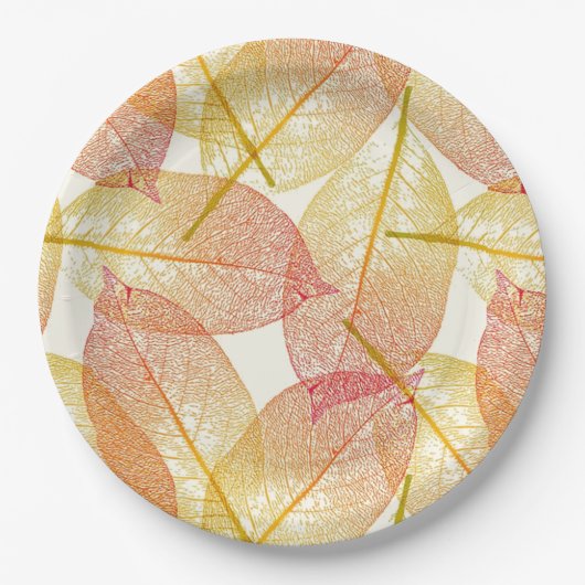 Red Gold Yellow Leaves Autumn Season Pattern Papieren Bordje (Voorkant)