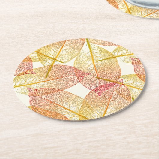 Red Gold Yellow Leaves Autumn Season Pattern Ronde Kartonnen Onderzetter (Gebogen)