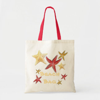 Red Gold Yellow Starfish Beach Bag op Canvas Tote Bag