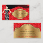 Red Gold Zebra Damask Hair Stylist Salon Visitekaartje (Voorkant / Achterkant)
