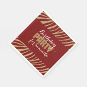 Red Gold Zebra Print Faux Glitter Verjaardag Servet (Hoek)