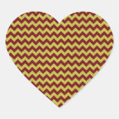 Red & Gold Zig Zag Glitter Hart Sticker (Voorkant)