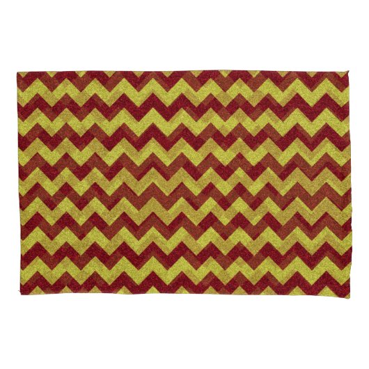 Red & Gold Zig Zag Glitter Kussensloop (Voorkant)