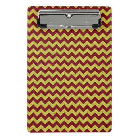 Red & Gold Zig Zag Glitter Mini Klembord (Voorkant)