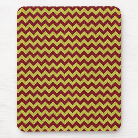 Red & Gold Zig Zag Glitter Muismat (Voorkant)