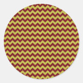 Red & Gold Zig Zag Glitter Ronde Sticker (Voorkant)