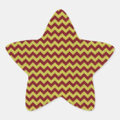 Red & Gold Zig Zag Glitter Ster Sticker (Voorkant)