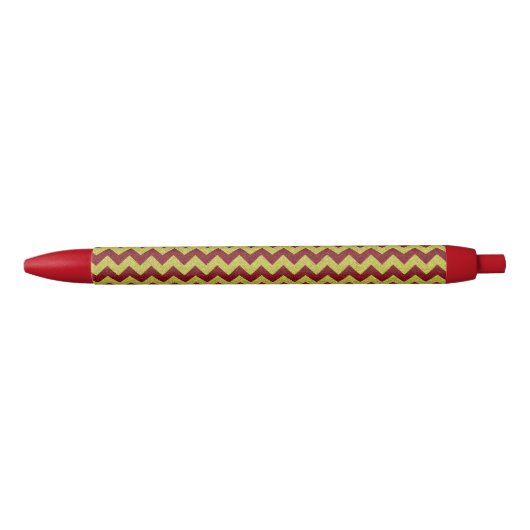 Red & Gold Zig Zag Glitter Zwarte Inkt Pen (Voorkant)