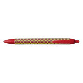 Red & Gold Zig Zag Glitter Zwarte Inkt Pen (Achterkant)