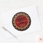 Red Gold Zonnebloem Monogram Save the Date Sticker (Envelop)