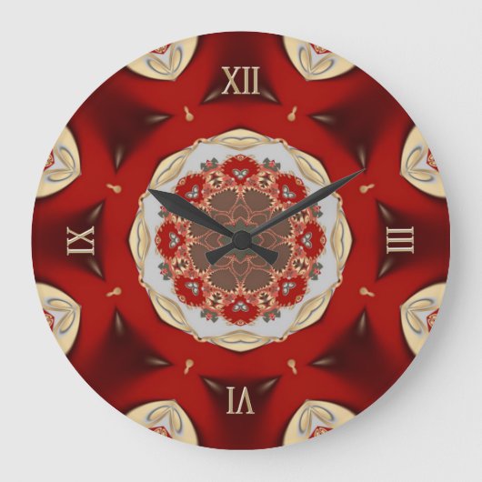 Red Golden Country Lace Home Decor Wall klok (Voorkant)