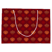 Red & Golden Crown Hearts Patterned Groot Cadeauzakje (Achterkant)