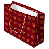 Red & Golden Crown Hearts Patterned Groot Cadeauzakje (Voorkant Gekanteld)