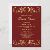 Red Golden Geometric Elegant Bridal Shower Party Kaart (Voorkant)