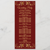 Red Golden Geometric Elegant Wedding  Programmakaart (Achterkant)