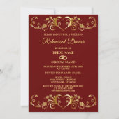 Red Golden Geometric Wedding Rehearsal Dinner Kaart (Voorkant)