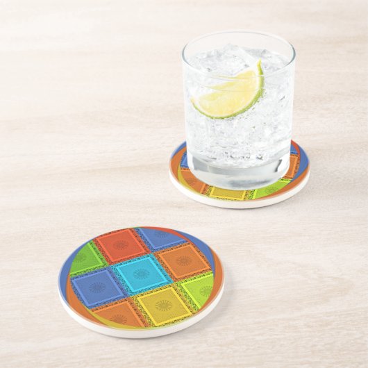 Red Golden Green Squal Curve Zandsteen Onderzetter (Zijkant)