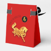 Red Golden Horse Papercut Chinese New Year 2026 T Bedankdoosjes (Achterkant)