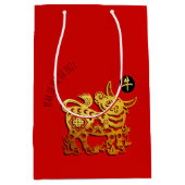 Red Golden Ox Papercut Chinees Nieuwjaar 2021 MGB Medium Cadeauzakje (Voorkant)