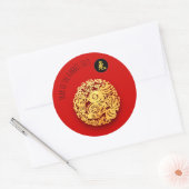 Red Golden Rabbit Papercut Chinese nieuwjaar 2023  Ronde Sticker (Envelop)