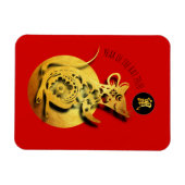 Red Golden Rat Papercut Chinees nieuwjaar 2020 FM Magneet (Horizontaal)
