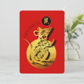 Red Golden Rat Papercut Chinees nieuwjaar 2020 PFC (Staand voorkant)