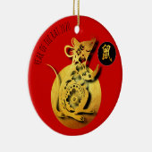 Red Golden Rat Papercut Chinees nieuwjaar 2020 RO Keramisch Ornament (Rechts)