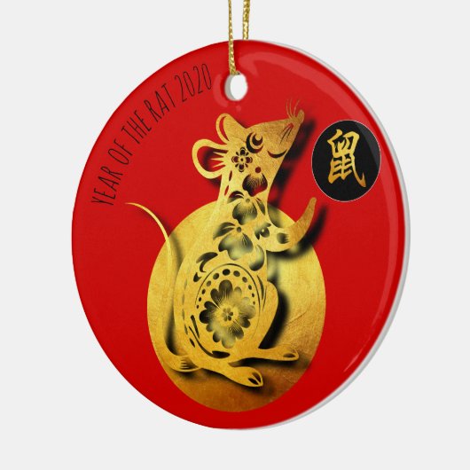 Red Golden Rat Papercut Chinees nieuwjaar 2020 RO Keramisch Ornament (Links)