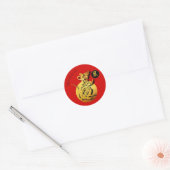 Red Golden Rat Papercut Chinees nieuwjaar 2020 RS Ronde Sticker (Envelop)