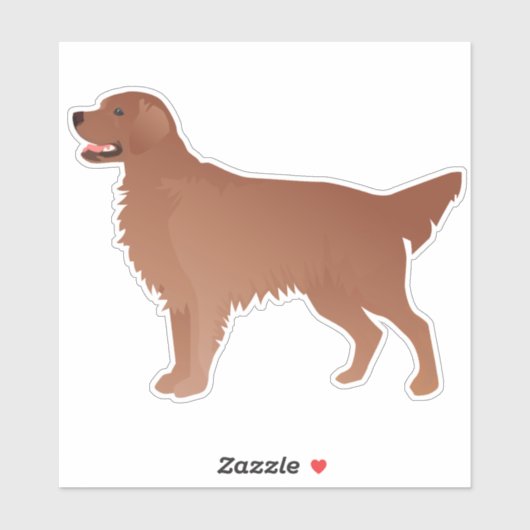 Red Golden Retriever — bruine platte beklede retro Sticker (Vel)