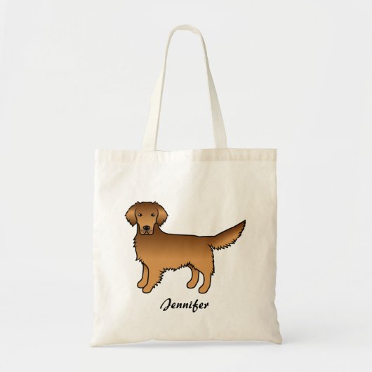 Red Golden Retriever Cartoon Dog & Custom Name Tote Bag (Voorkant)