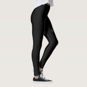 Red Golden Retriever Cartoon Dog & Paws Black Leggings (Rechts)