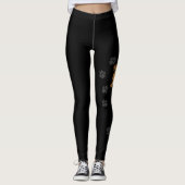 Red Golden Retriever Cartoon Dog & Paws Black Leggings (Voorkant)