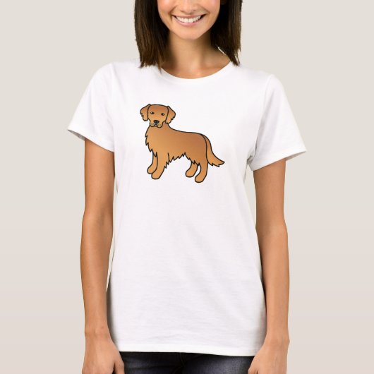 Red Golden Retriever Cartoon Dog Tekening T-shirt (Voorkant)