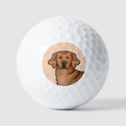 Red Golden Retriever Cute Cartoon Dog Head Golfballen (Voorkant)