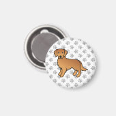 Red Golden Retriever Cute Cartoon Dog Magneet (Voorkant / Achterkant)