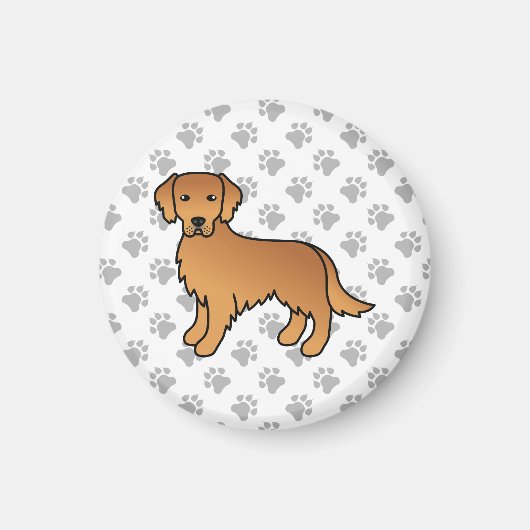 Red Golden Retriever Cute Cartoon Dog Magneet (Voorkant)