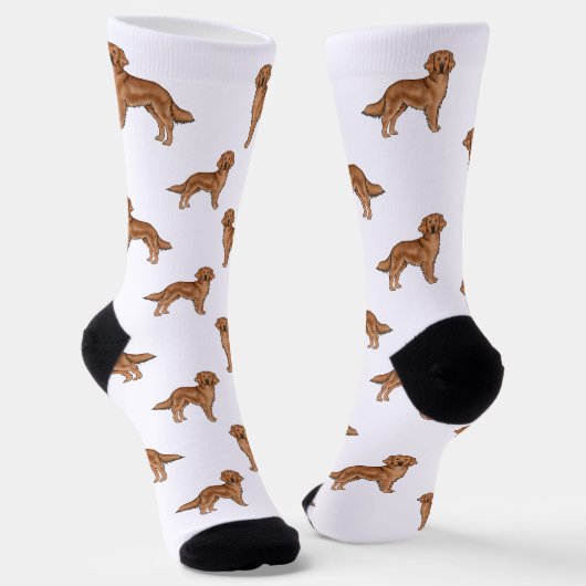 Red Golden Retriever Cute Cartoon Dog Patroon Sokken (Gebogen)
