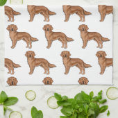 Red Golden Retriever Cute Cartoon Dog Patroon Theedoek (Gevouwen)