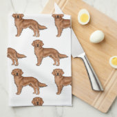 Red Golden Retriever Cute Cartoon Dog Patroon Theedoek (Quarter Fold)
