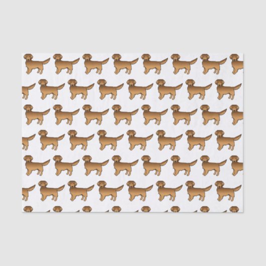 Red Golden Retriever Cute Cartoon Dog Patroon Tissuepapier (Voorkant)