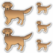 Red Golden Retriever Cute Cartoon Dogs Sticker (Voorkant)