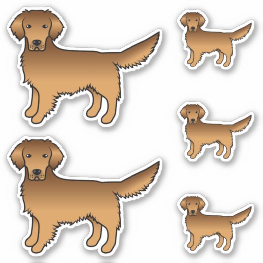 Red Golden Retriever Cute Cartoon Dogs Sticker (Voorkant)