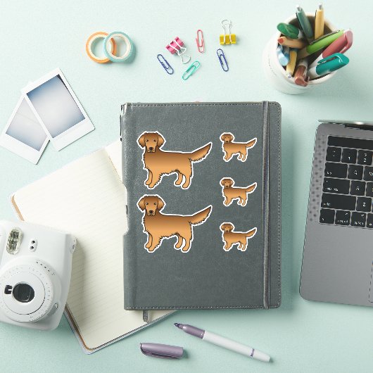 Red Golden Retriever Cute Cartoon Dogs Sticker (iPad Cover)